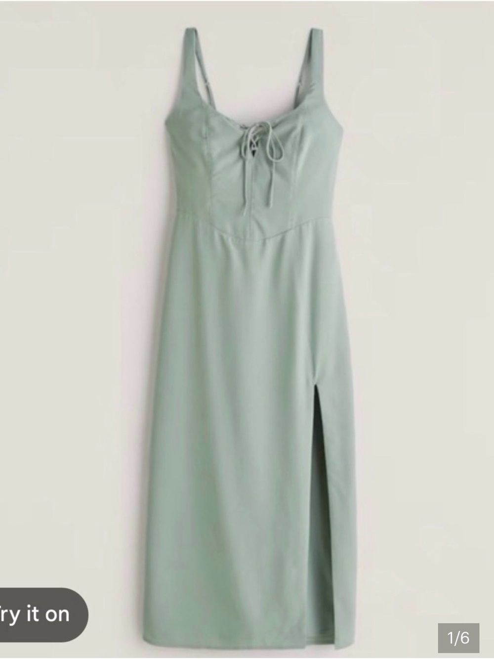 Abercrombie & Fitch Sage Green Midi Dress with Front Slit